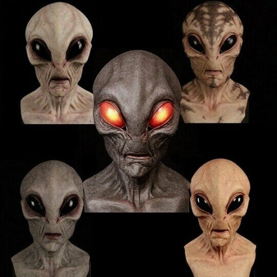 Realistická maska mimozemšťana pro halloweenské kostýmy | Prodyšná latexová maska zakrývající celou hlavu pro sci-fi cosplay a tématické večírky
