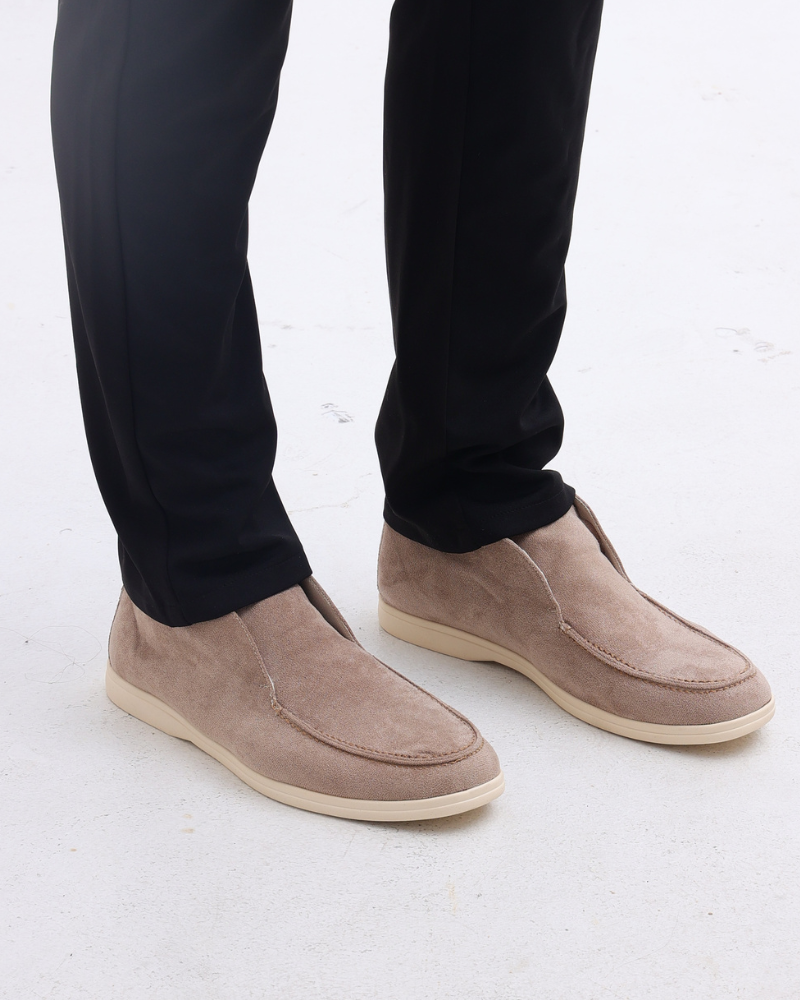 Mocasines de ante de caña media para hombre | Zapatos informales sin cordones con suela de goma flexible | Calzado para el día a día, a la altura del tobillo y transpirable