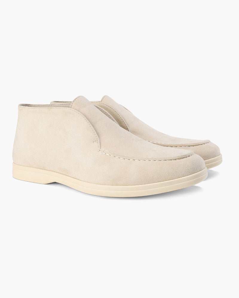 Mocasines de ante de caña media para hombre | Zapatos informales sin cordones con suela de goma flexible | Calzado para el día a día, a la altura del tobillo y transpirable