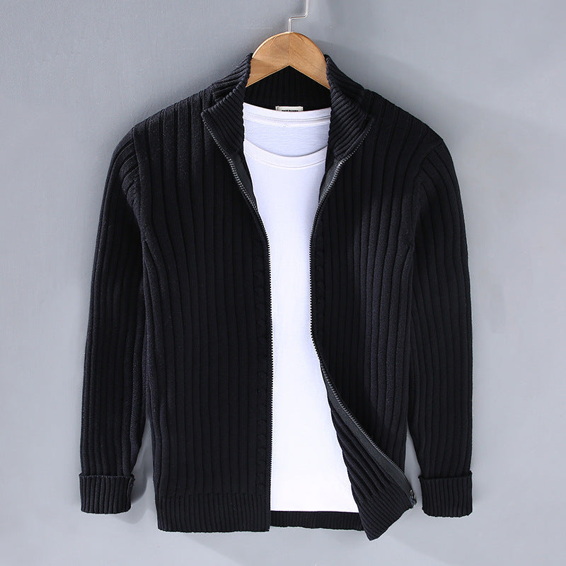 Zip-Up Ribbed Sweater for Men - Image 3