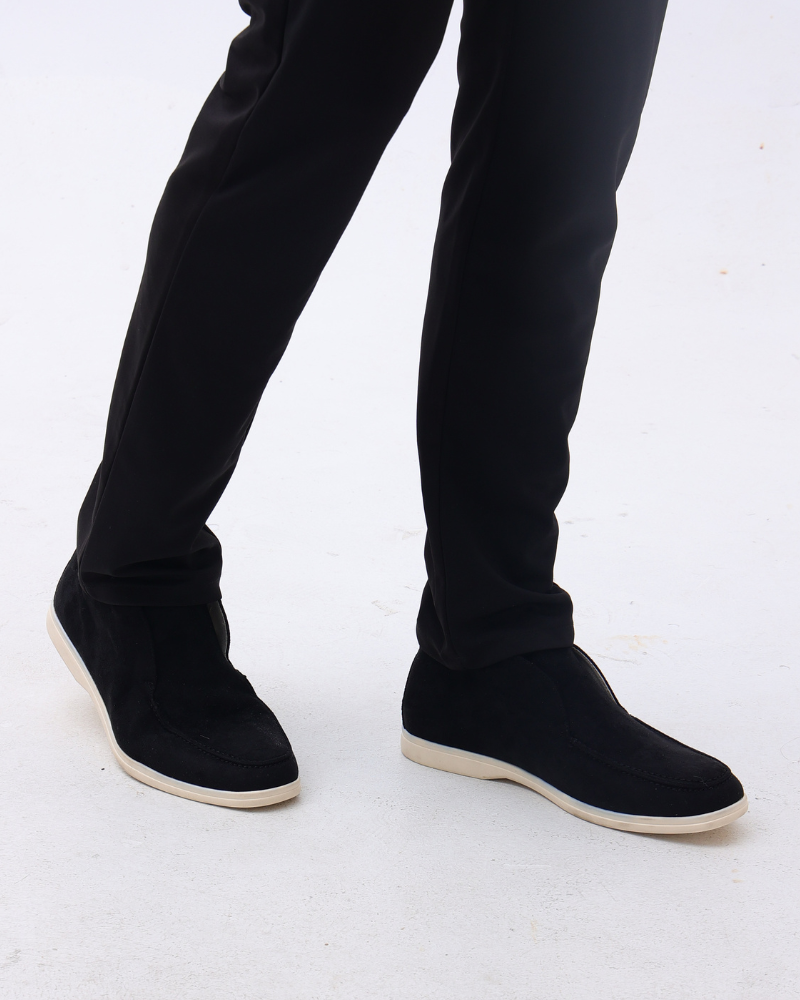 Mocasines de ante de caña media para hombre | Zapatos informales sin cordones con suela de goma flexible | Calzado para el día a día, a la altura del tobillo y transpirable