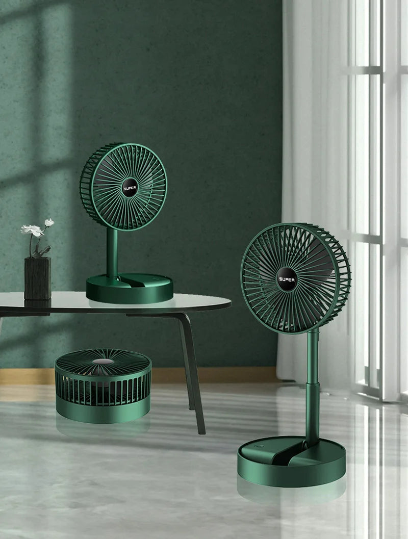 Foldable USB Desk Fan | Portable Rechargeable Table Fan with 5 Speeds and Quiet Airflow | Telescopic Personal Cooling Fan