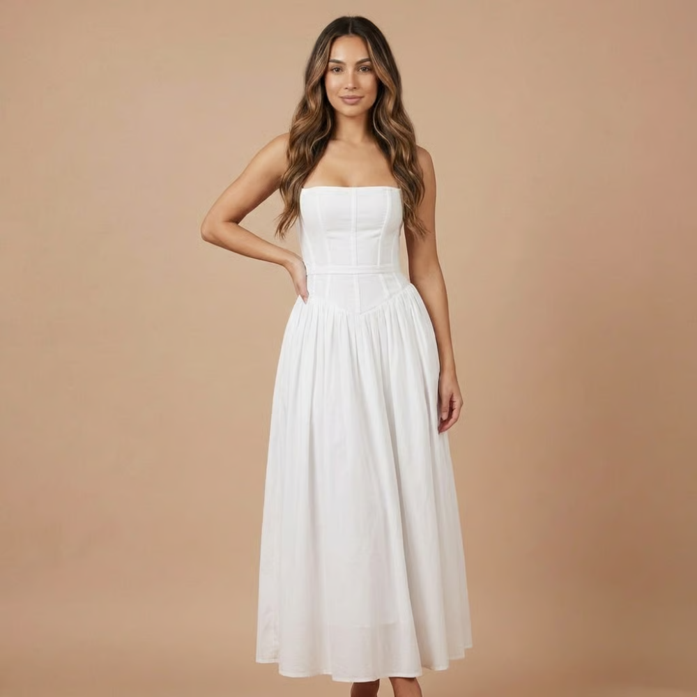 Women's Wedding Guest Floral Straight Neck Midi Dress - product image 5