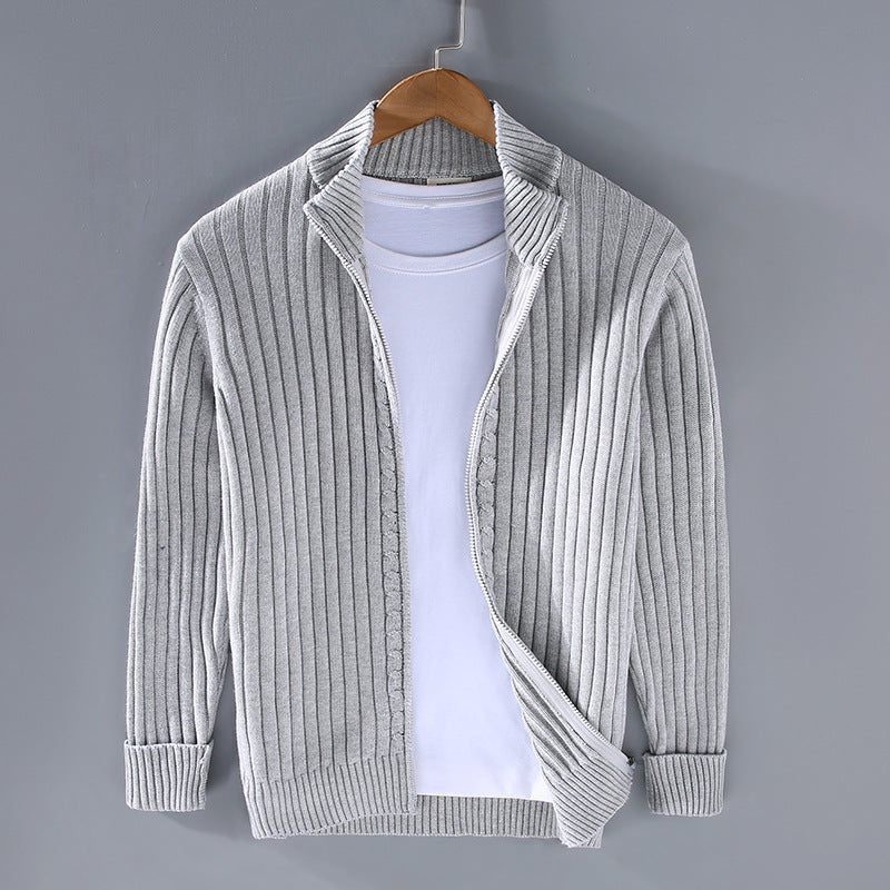 Zip-Up Ribbed Sweater for Men - Image 4