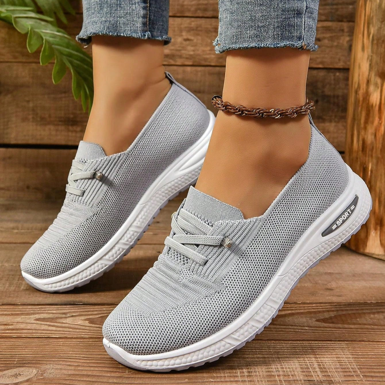 Baskets sans lacets pour femme avec bout large | Chaussures de marche confortables pour tous les jours | Baskets légères et sportives pour un usage quotidien