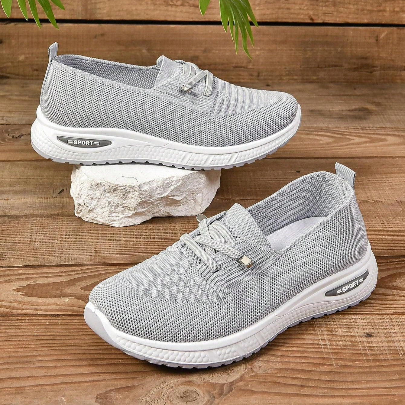 Baskets sans lacets pour femme avec bout large | Chaussures de marche confortables pour tous les jours | Baskets légères et sportives pour un usage quotidien
