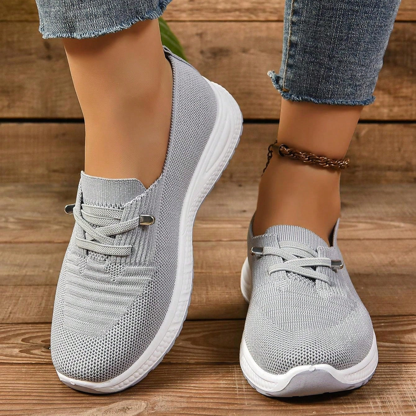 Baskets sans lacets pour femme avec bout large | Chaussures de marche confortables pour tous les jours | Baskets légères et sportives pour un usage quotidien