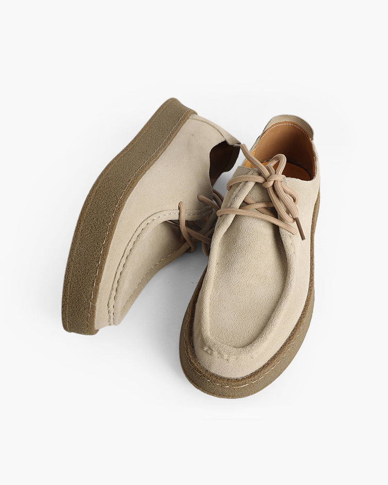 Mocasines de ante para hombre con suela de crepé | Zapatos informales con cordones y costuras en contraste | Mocasines cómodos cosidos a mano