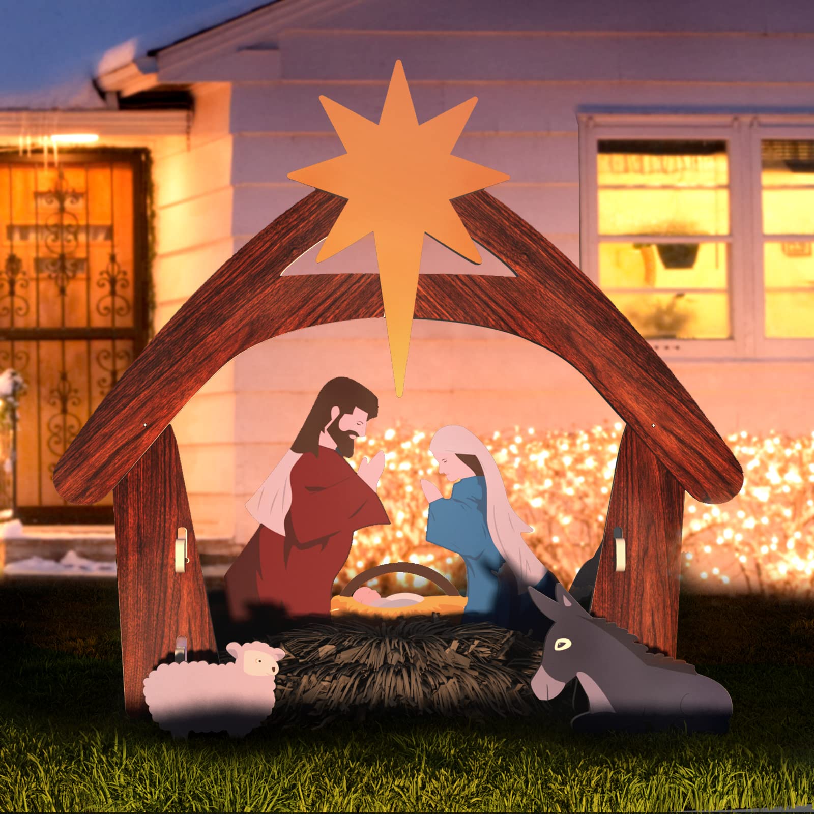 Présentoir de crèches de Noël à l'extérieur