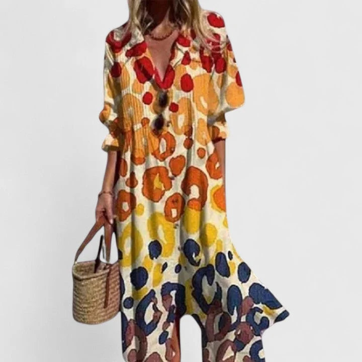 Women's Boho Midi Summer Dress | Relaxed Fit Flowing Silhouette for Casual Wear and Travel | Comfortable Everyday Style