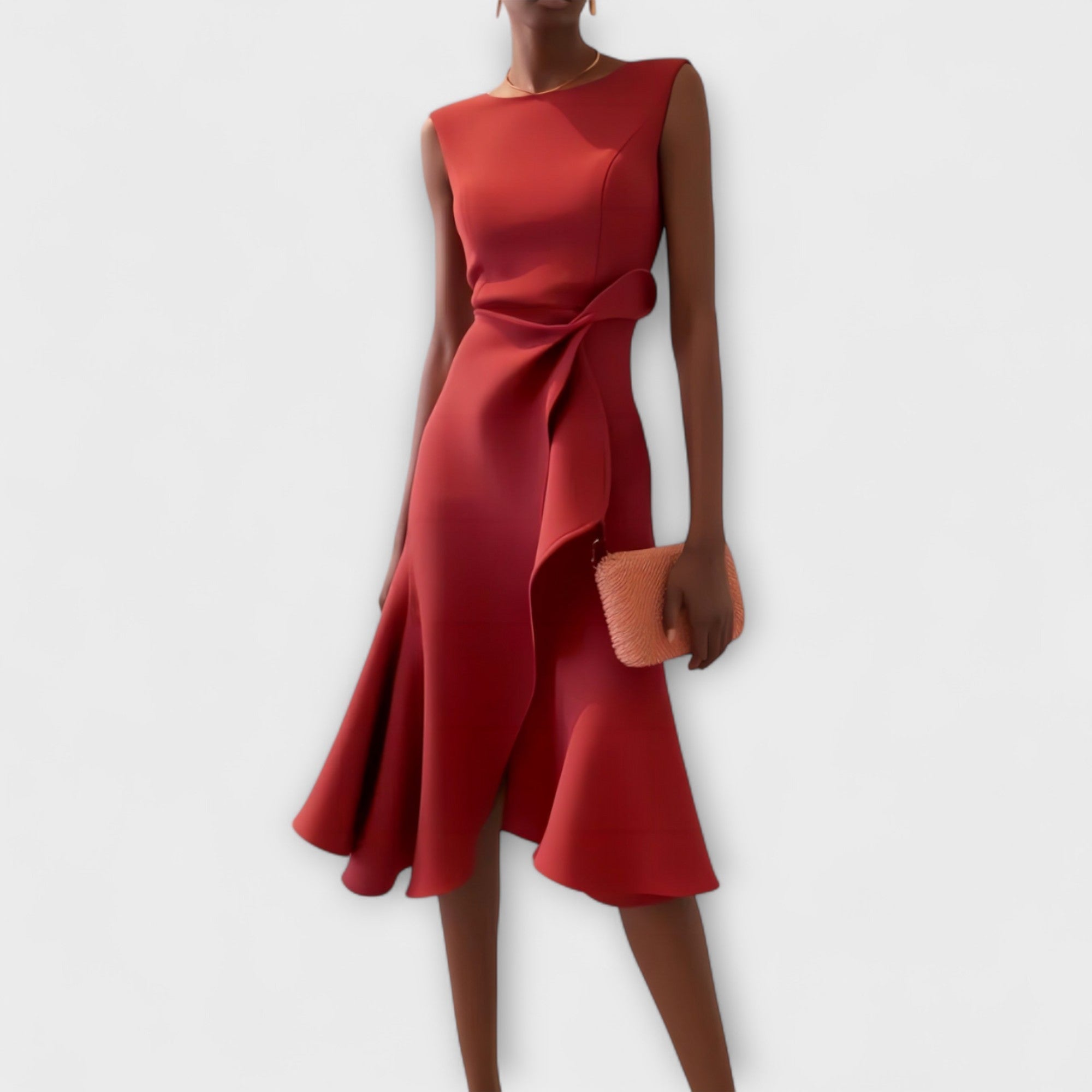Helena - Draped Asymmetric Midi Dress