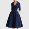 Robe mi-longue à encolure en V et corsage croisé