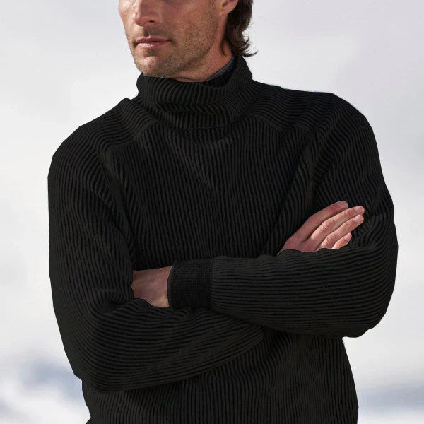 Pull à col roulé pour homme en maille côtelée beige