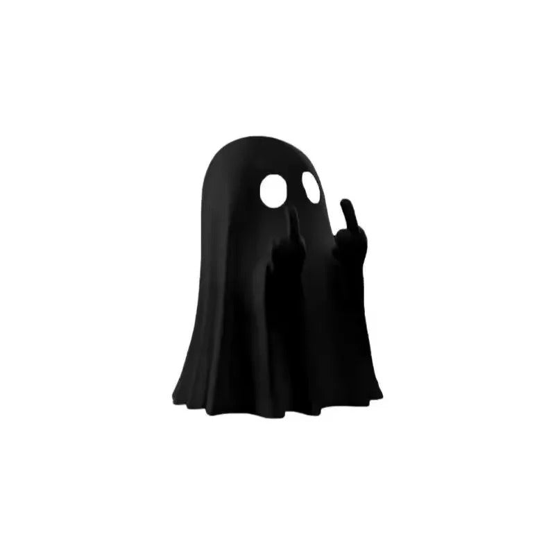 Vtipná halloweenská figurka ducha s prostředníčkem