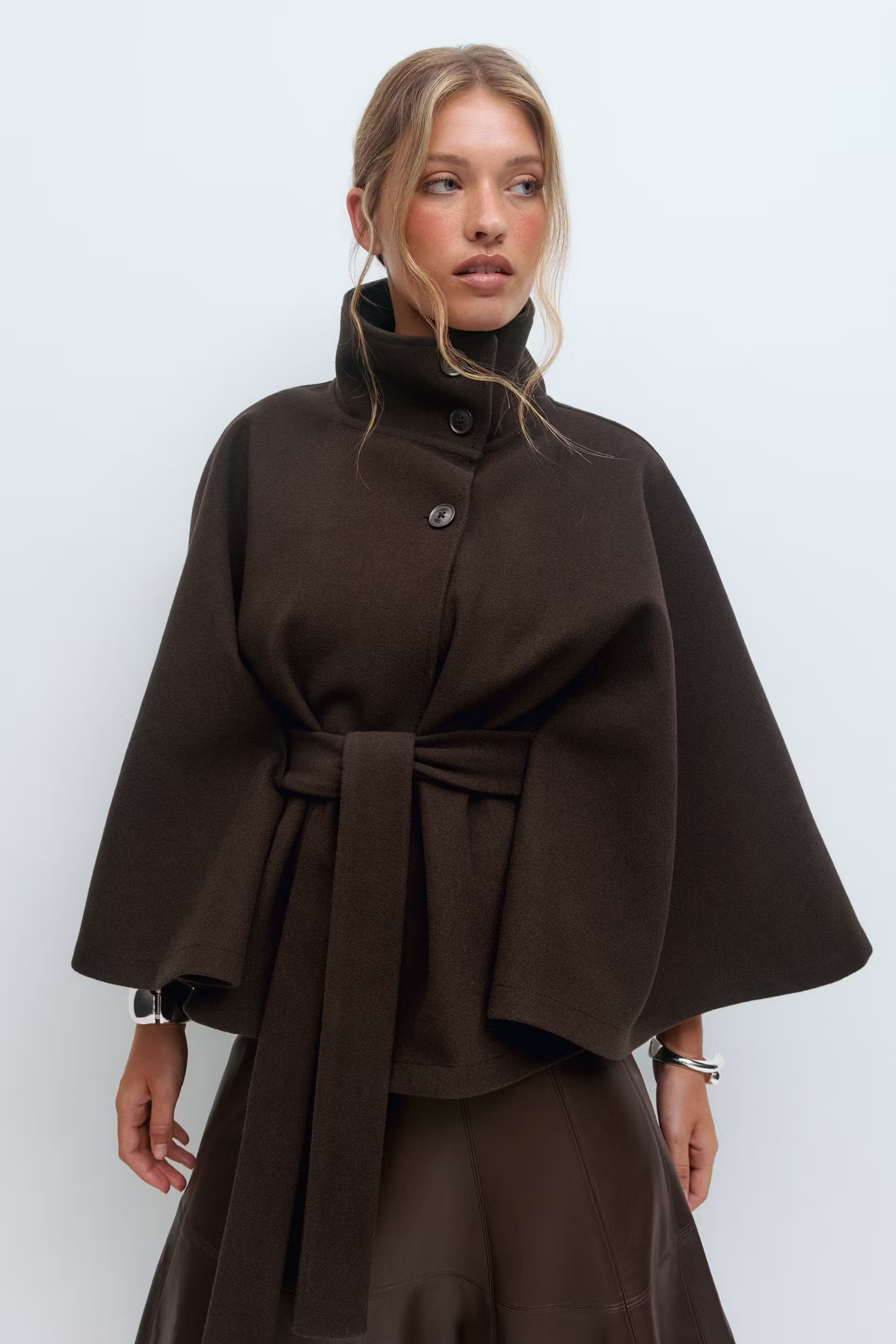Belted Funnel Neck Jacket for Women - Image 13