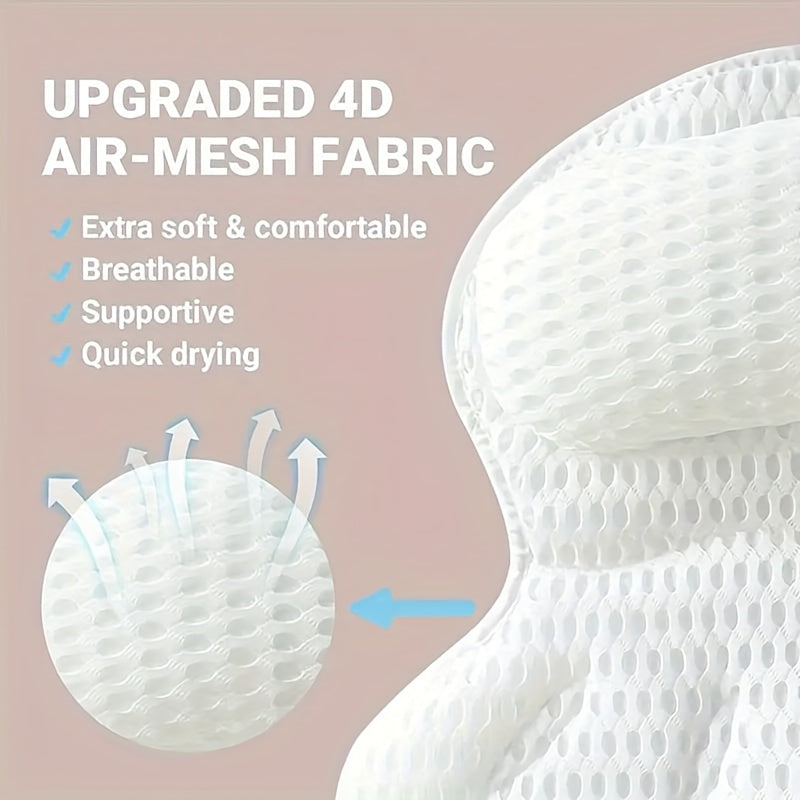 Koupelový polštář LuxieSpa 4D Luxe - prodyšný polštář s oporou krku a zad pro relaxační koupel