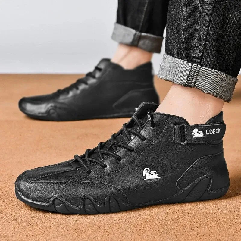 Men's Waterproof High-Top Shoes | Weather Resistant Street Style Boots with Elastic Closure and Durable Rubber Sole