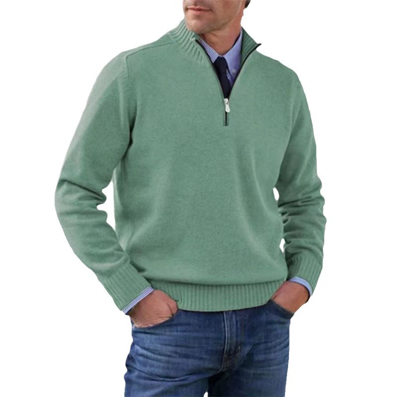 Men's sweater with half zipper