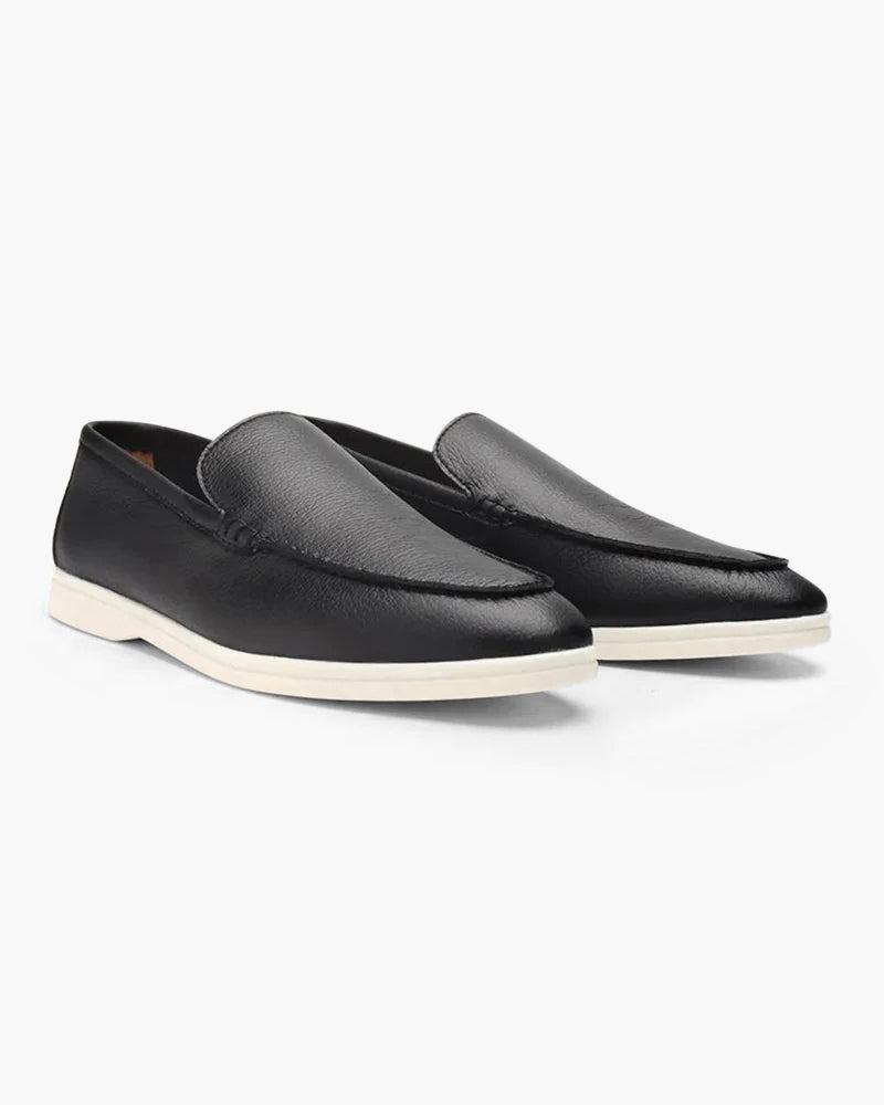 Mocassins en cuir véritable pour homme | Chaussures sans lacets légères en cuir de vachette | Chaussures de ville décontractées et confortables, dotées d'une semelle souple en caoutchouc
