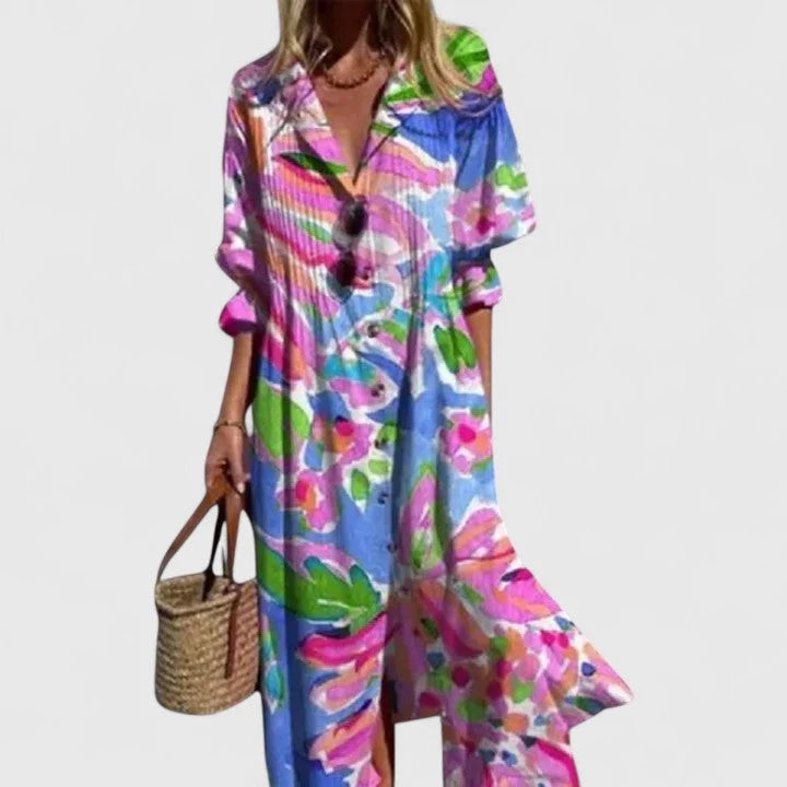 Women's Boho Midi Summer Dress | Relaxed Fit Flowing Silhouette for Casual Wear and Travel | Comfortable Everyday Style