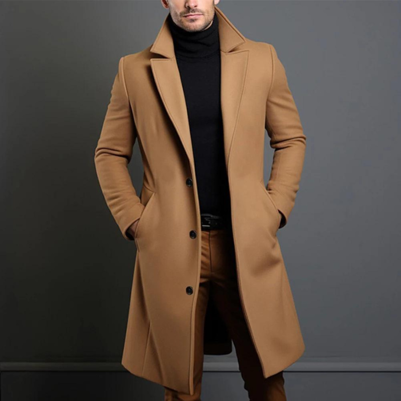 Men's Long Trench Coat | Slim Fit