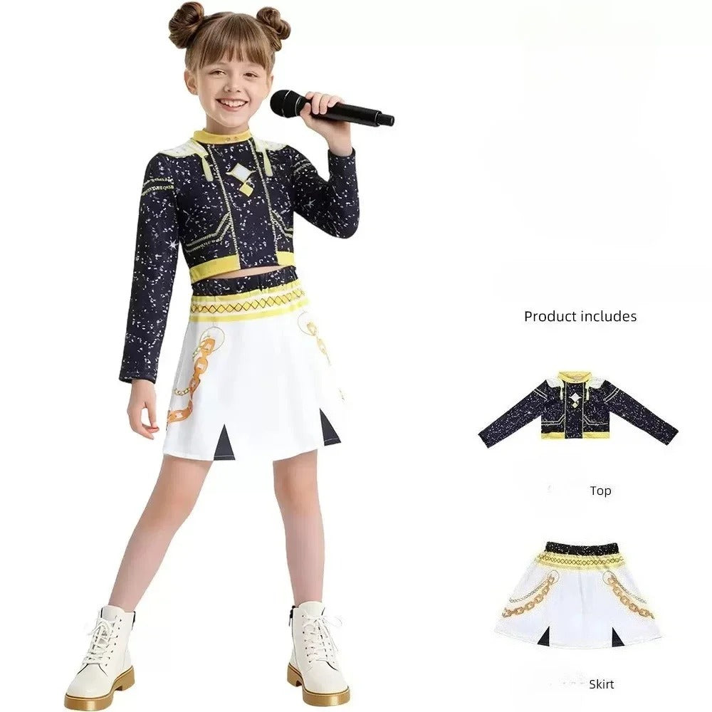 Conjunto de disfraz de cosplay de Zoey para niñas – Disfraz de Halloween de la serie «Demon Hunters» de K-Pop para juegos de rol