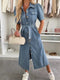 Maxi-denimkjole med ærmer