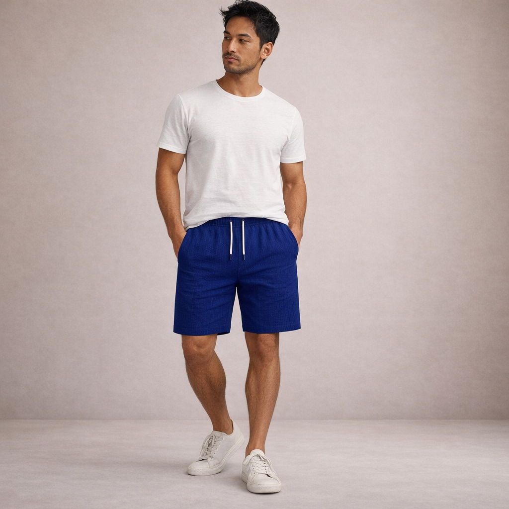 Pantalones cortos de lino para hombre | Pantalones cortos informales de verano, de corte regular y transpirables | Pantalones cortos ligeros de corte holgado para la playa y actividades al aire libre