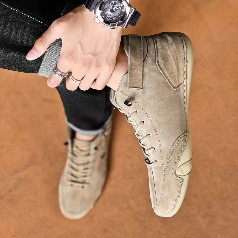 Men's Waterproof High-Top Shoes | Weather Resistant Street Style Boots with Elastic Closure and Durable Rubber Sole