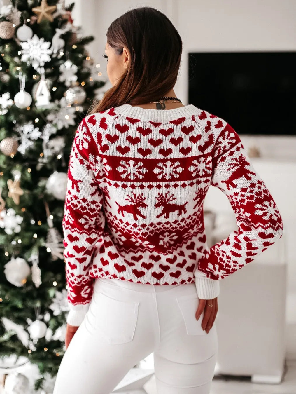 Pull de Noël tricoté pour femmes - Lilas