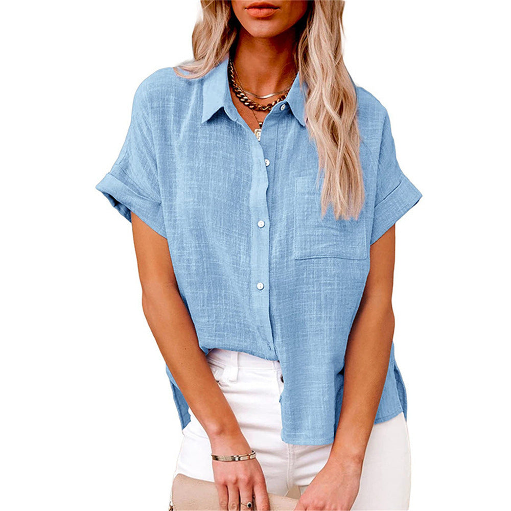 Women’s Breathable Cotton Linen Button-Up Blouse
