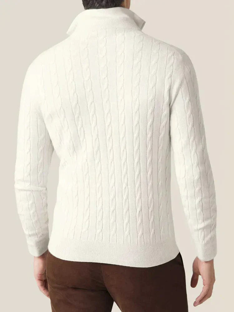 Elegante jersey de punto por cable con cremallera
