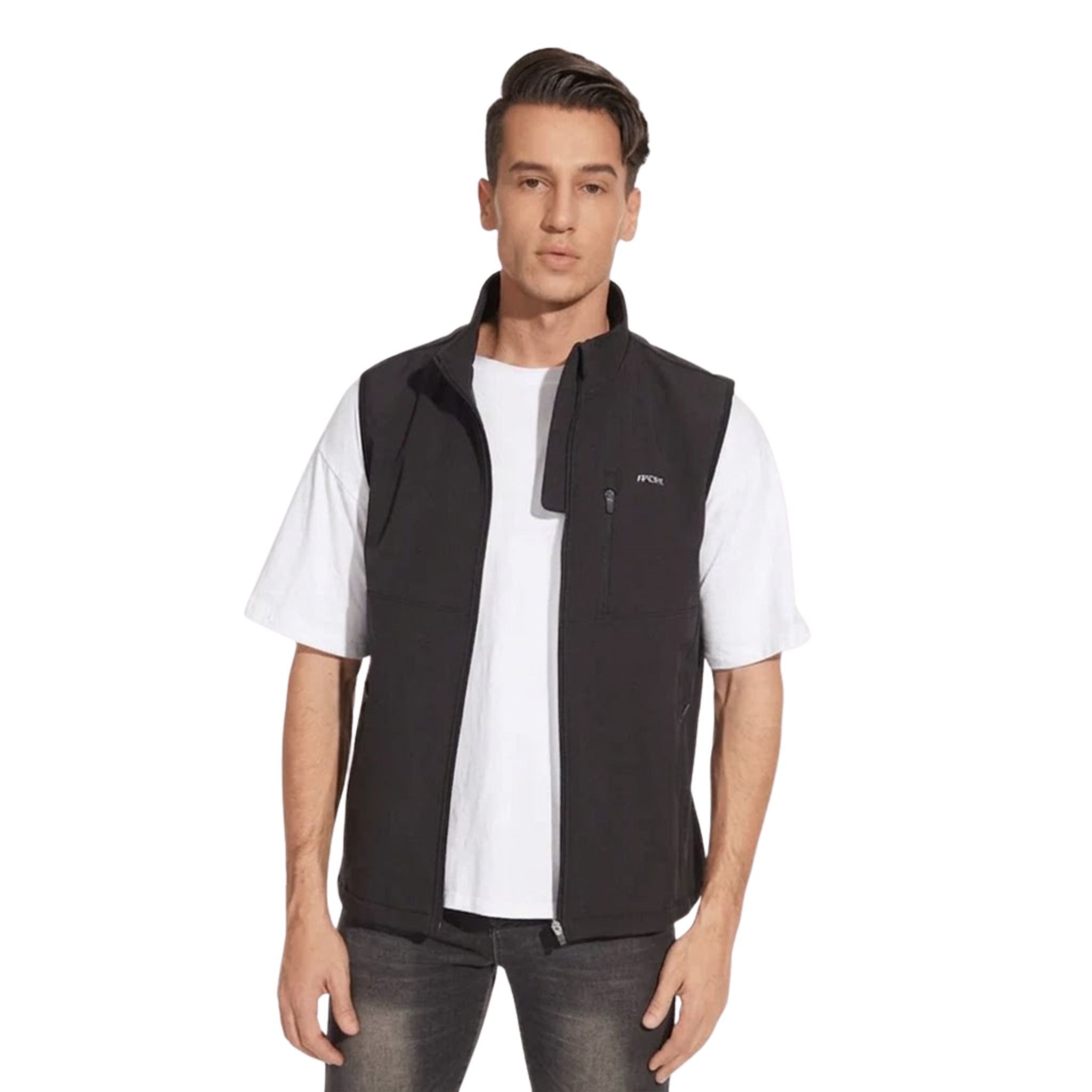 Chaleco ligero de hombre con cuello alto | Chaleco informal de entretiempo, ideal para combinar a diario y disfrutar de la comodidad al aire libre. Corte corto.