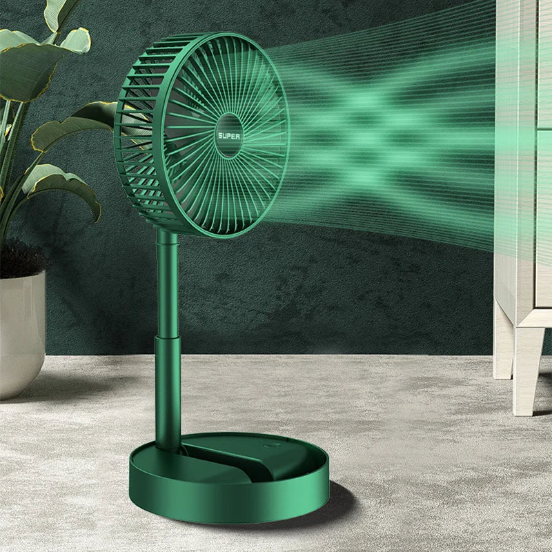 Foldable USB Desk Fan | Portable Rechargeable Table Fan with 5 Speeds and Quiet Airflow | Telescopic Personal Cooling Fan