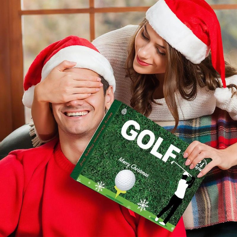 Set de regalo «Calendario de Adviento de golf» | Accesorios de golf para interior y caja de cuenta atrás navideña para golfistas y coleccionistas