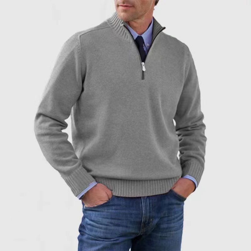 Men's sweater with half zipper