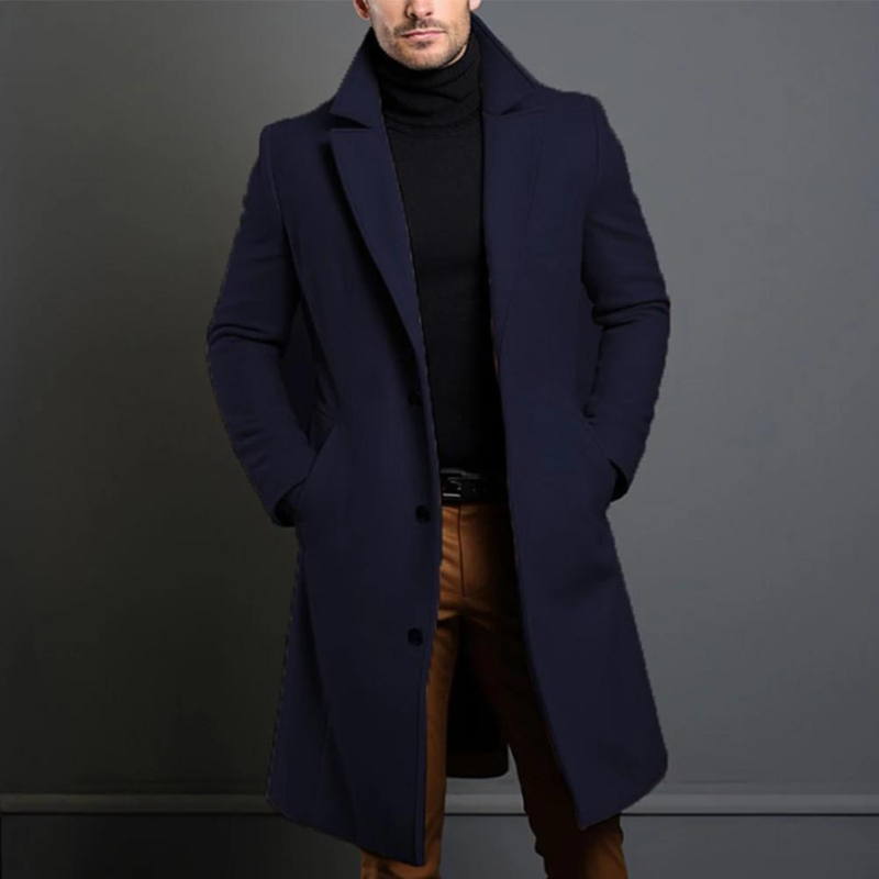 Men's Long Trench Coat | Slim Fit