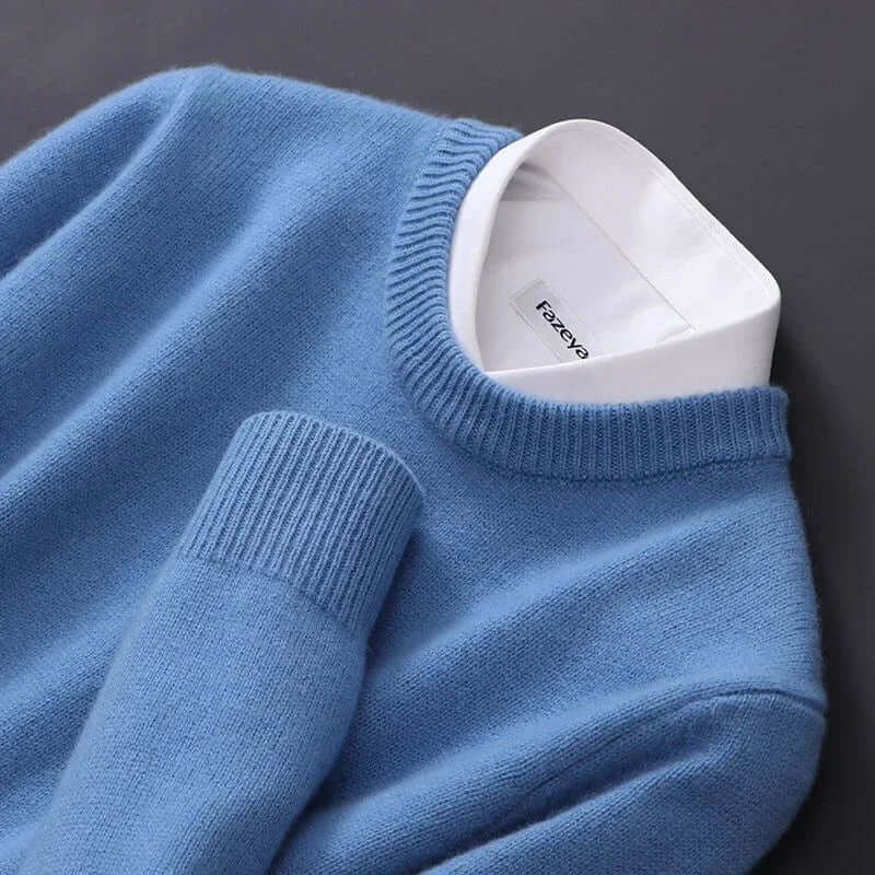 Maglione da uomo in maglia morbida | Comodo maglione girocollo da indossare tutti i giorni | Maglione casual lavabile in lavatrice