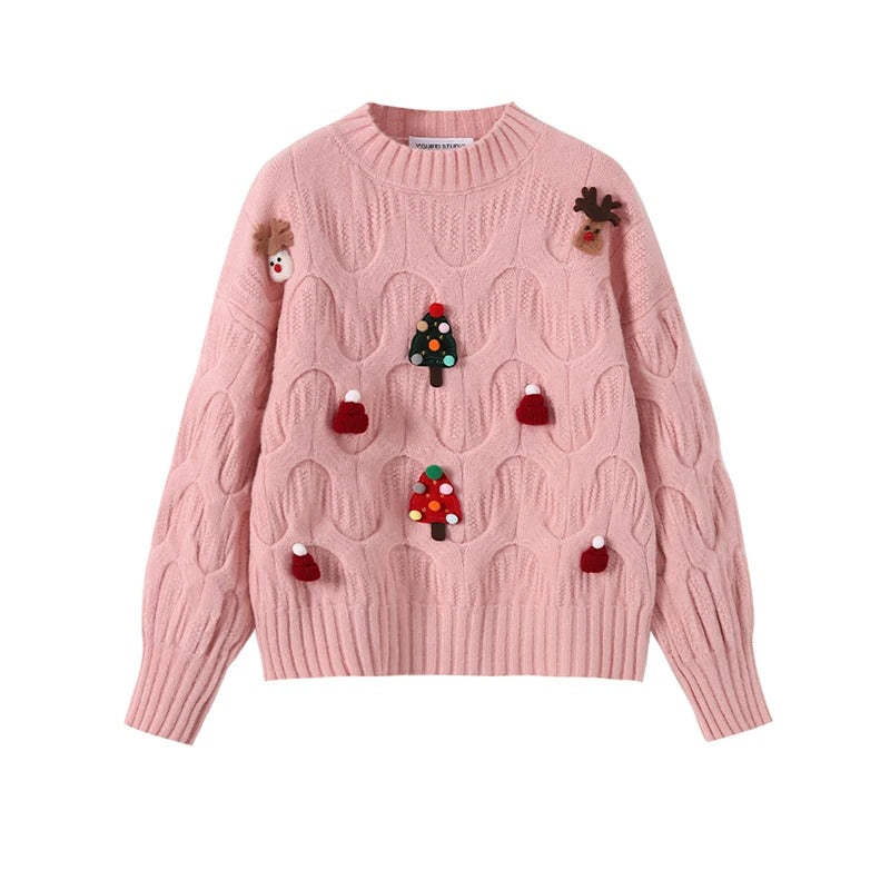 Jersey de punto de mujer con cuello en V y lazo grande – Elegante jersey con mangas de murciélago