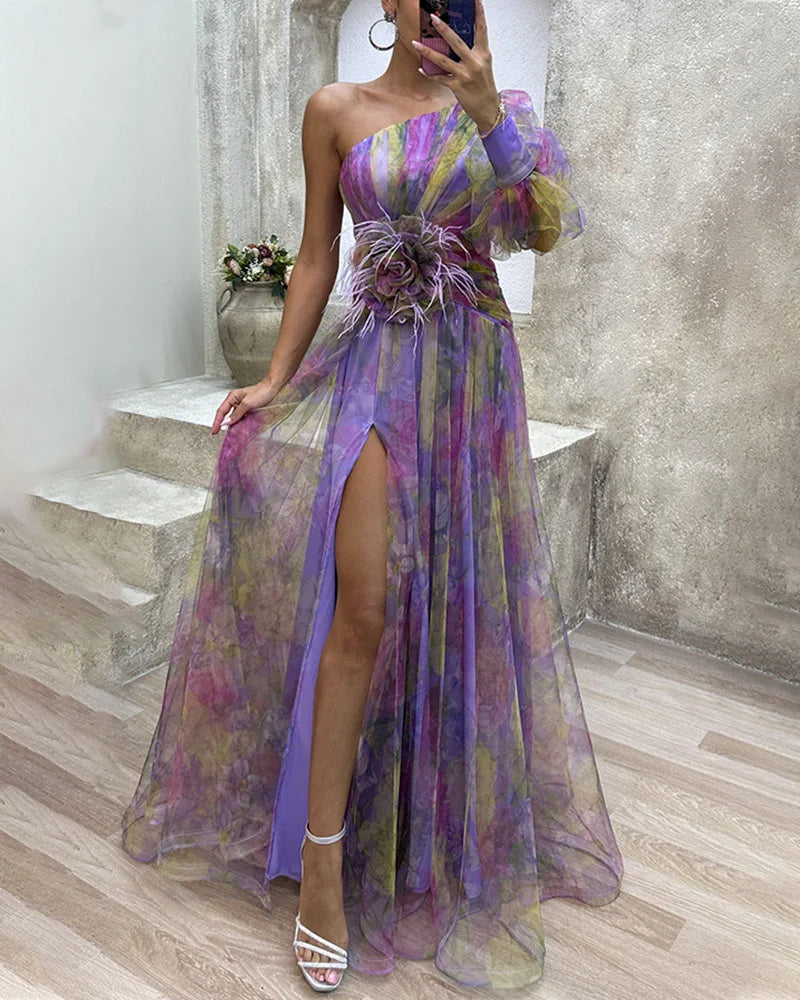 Damska długa sukienka wieczorowa Eunice - Elegancka sukienka maxi z lekkiego materiału na lato
