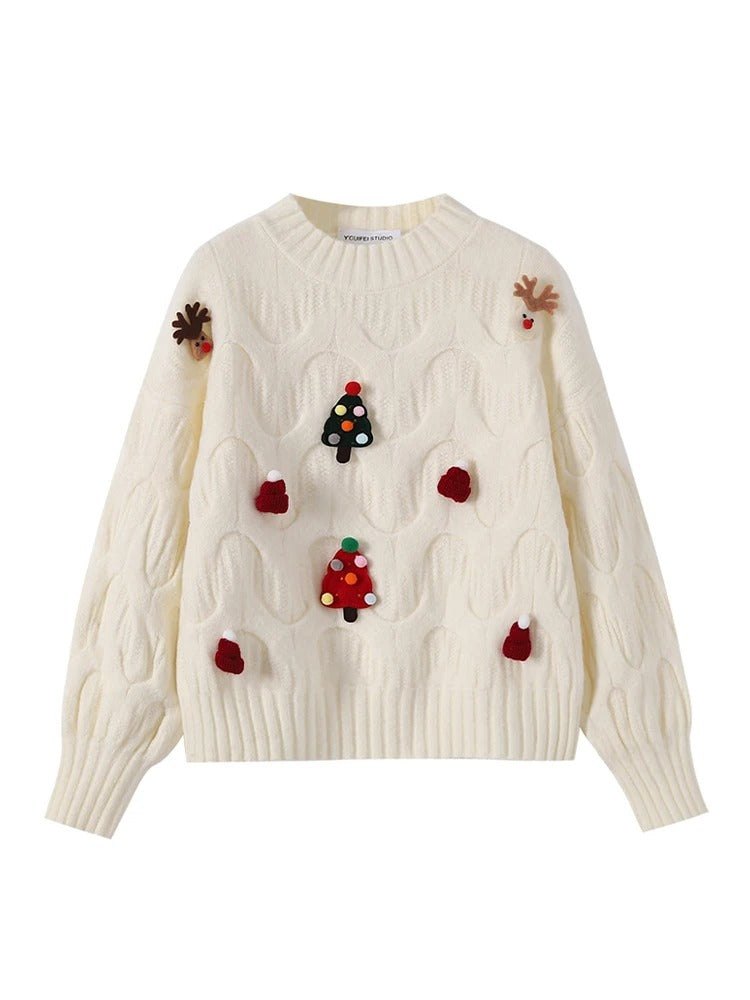Jersey de punto de mujer con cuello en V y lazo grande – Elegante jersey con mangas de murciélago