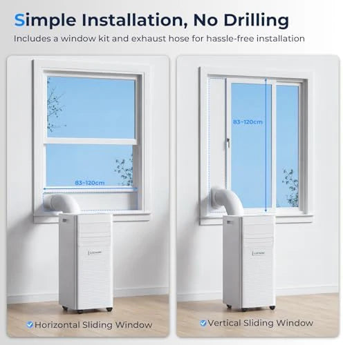 Climatiseur portable 9 000 BTU, appareil de refroidissement 3-en-1 | Climatiseur mobile avec déshumidificateur et ventilateur pour petites pièces et chambres à coucher