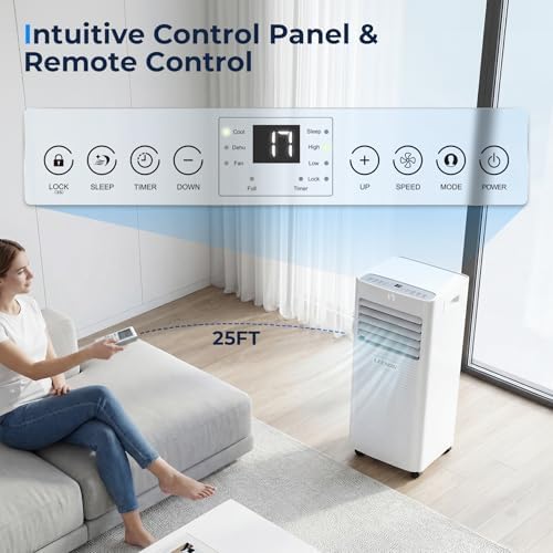 Climatiseur portable 9 000 BTU, appareil de refroidissement 3-en-1 | Climatiseur mobile avec déshumidificateur et ventilateur pour petites pièces et chambres à coucher