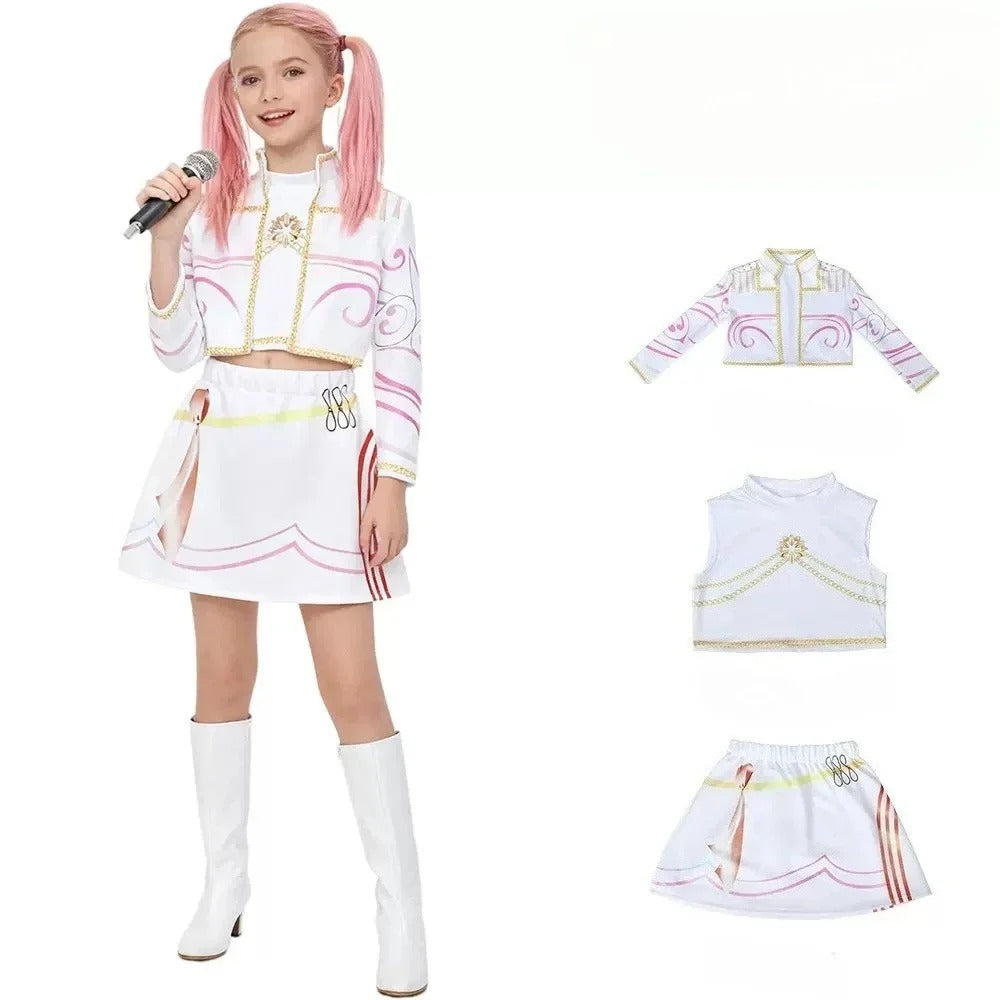 Conjunto de disfraz de cosplay de Zoey para niñas – Disfraz de Halloween de la serie «Demon Hunters» de K-Pop para juegos de rol