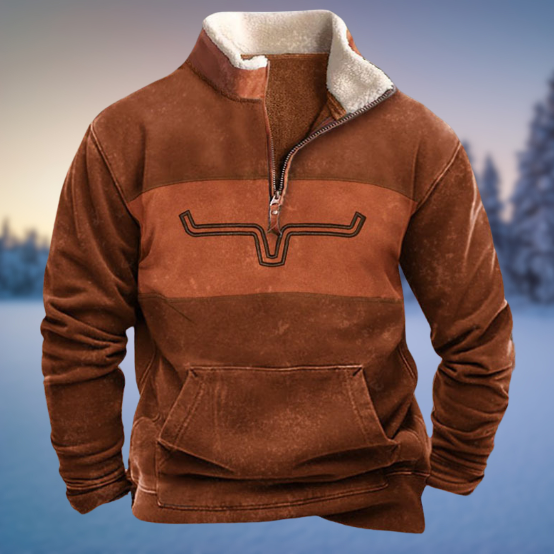 Men's Tribal Graphic Knit - Warm Zipper-Neck Pullover