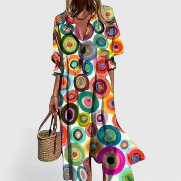 Women's Boho Midi Summer Dress | Relaxed Fit Flowing Silhouette for Casual Wear and Travel | Comfortable Everyday Style