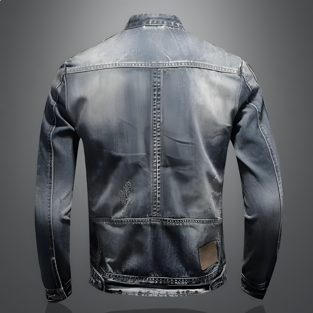 Jachetă retro din denim pentru bărbați – Jachetă clasică din denim în stil vintage – Jachetă robustă din denim de bumbac, ideală pentru ținute casual de zi cu zi