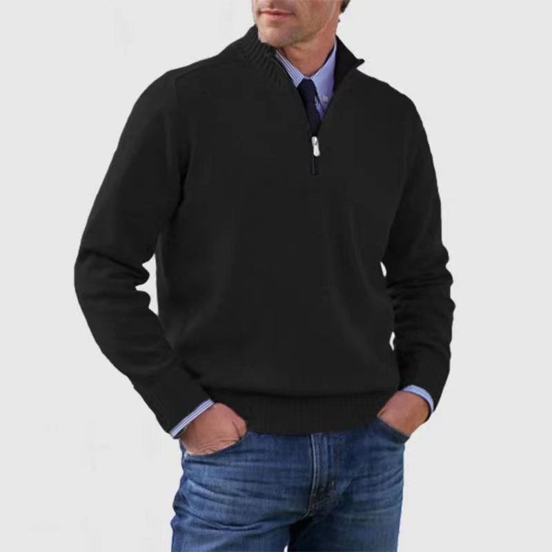 Men's sweater with half zipper