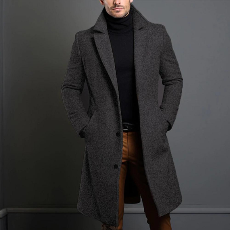 Men's Long Trench Coat | Slim Fit