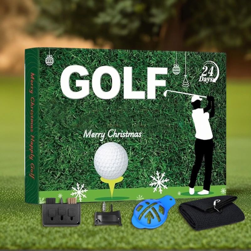 Set de regalo «Calendario de Adviento de golf» | Accesorios de golf para interior y caja de cuenta atrás navideña para golfistas y coleccionistas